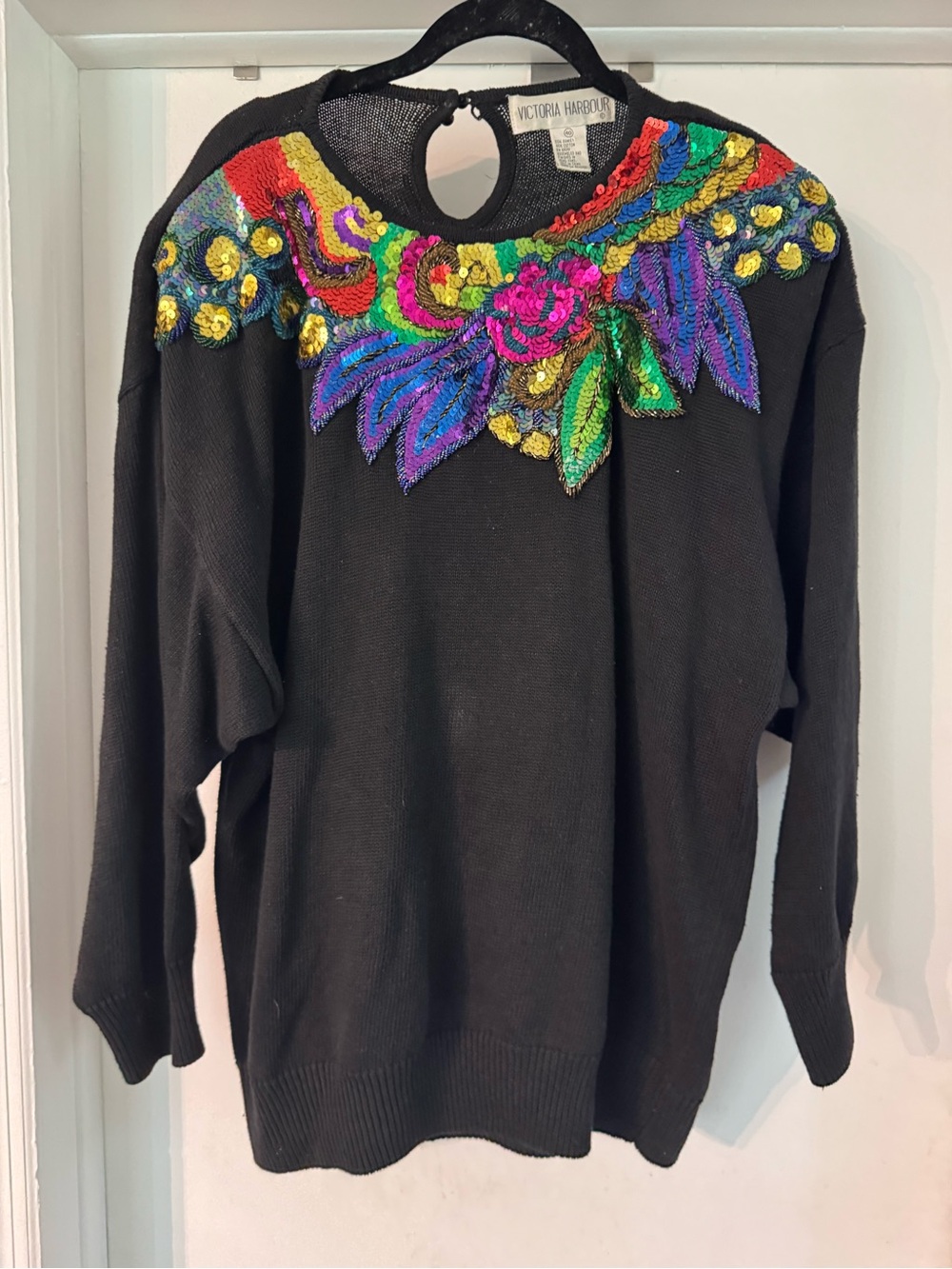 VTG 80s Victoria Harbour Amazing Sequin Sweater Large size 40